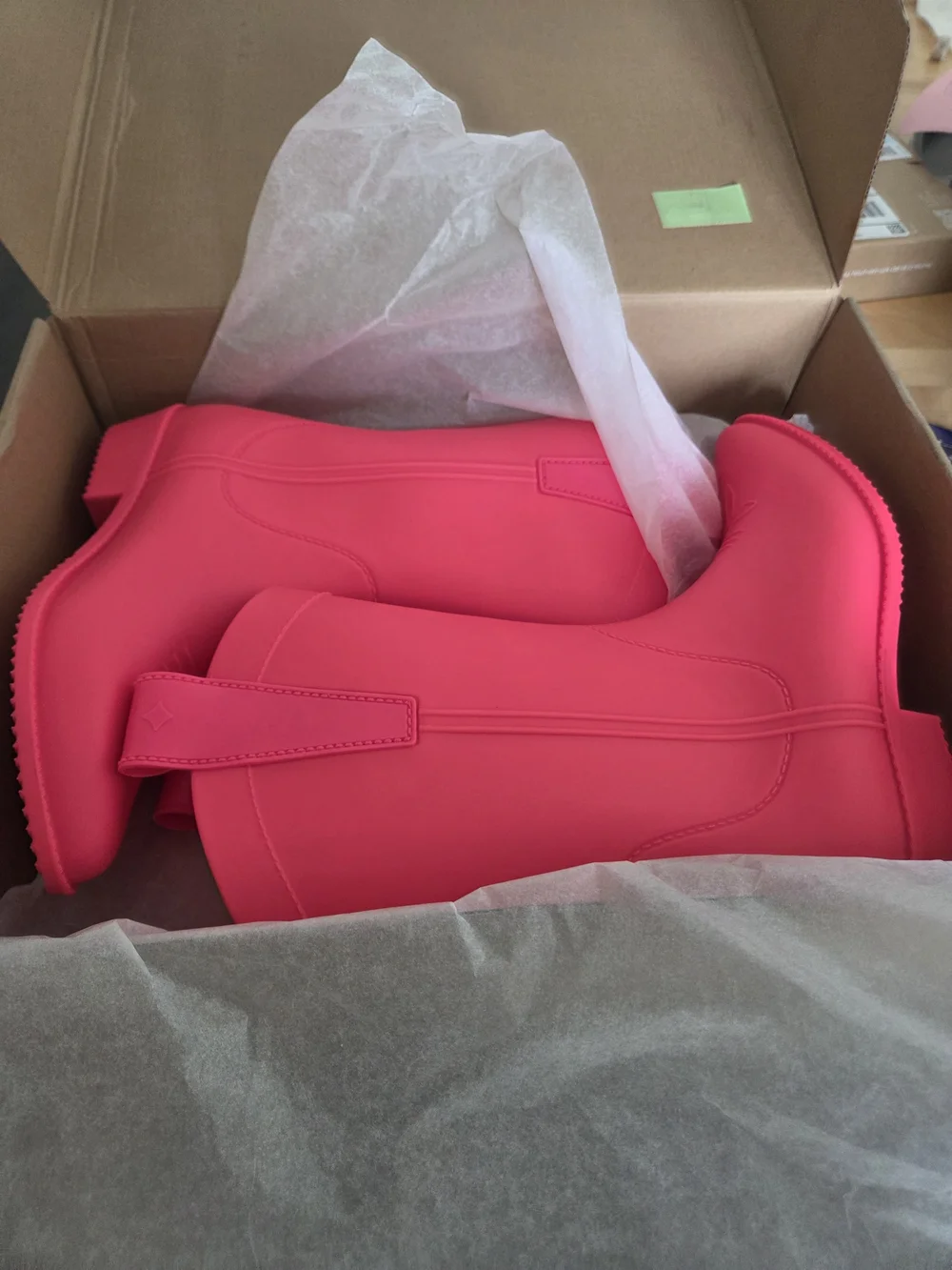 Women's Hot Pink Western-Style Rain Boots